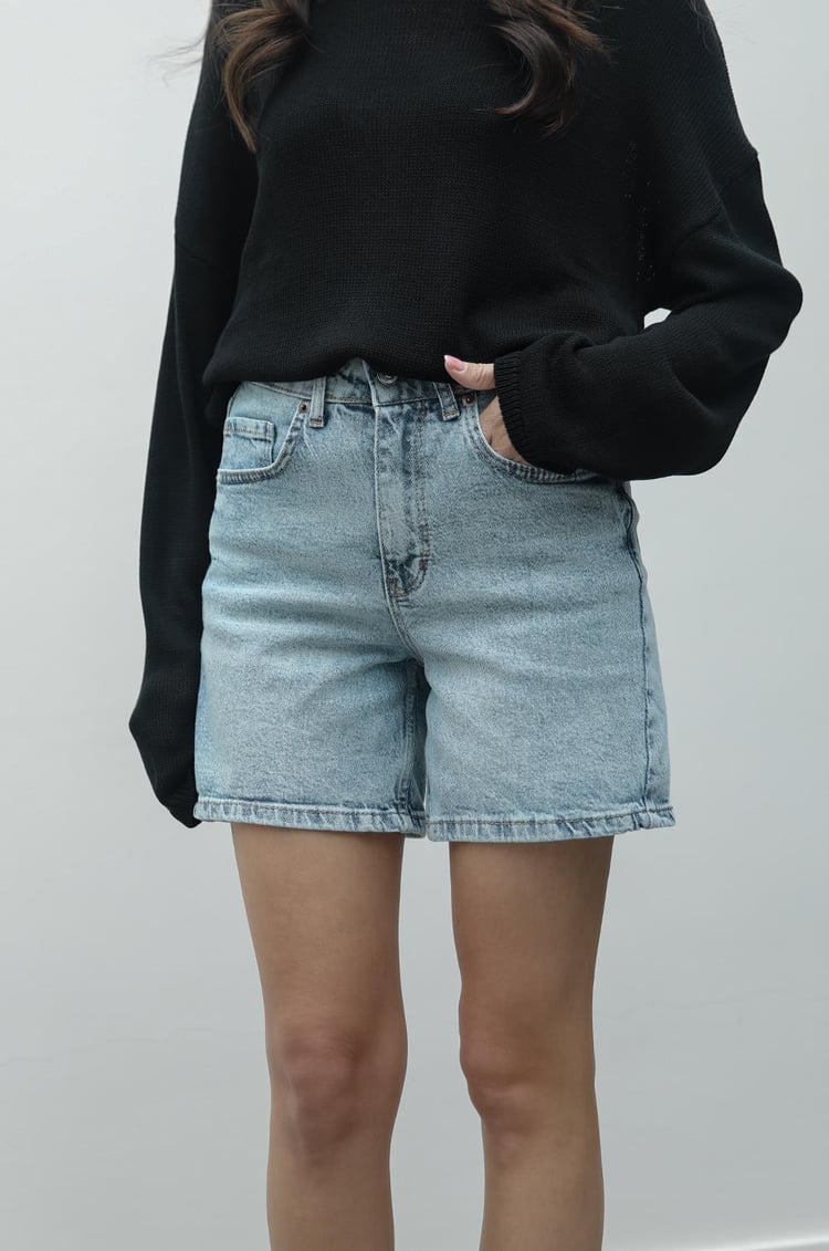Açık Mavi Fit Denim Şort