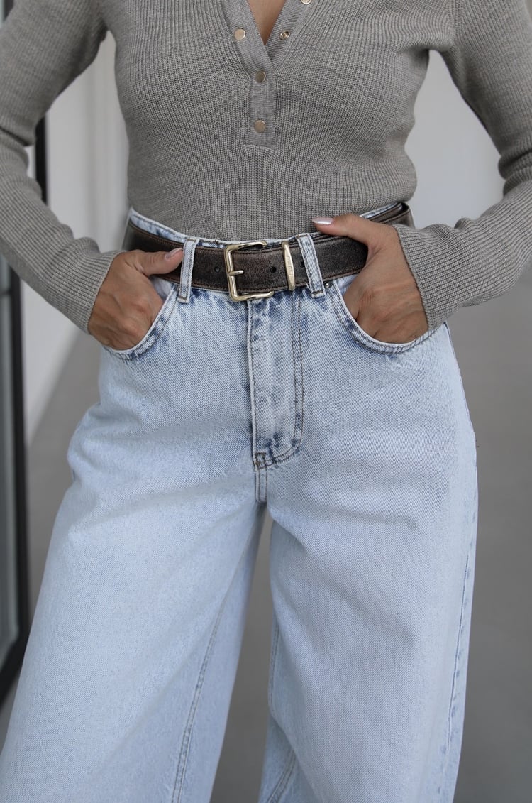 Açık Mavi Sama Barrel Leg Jean