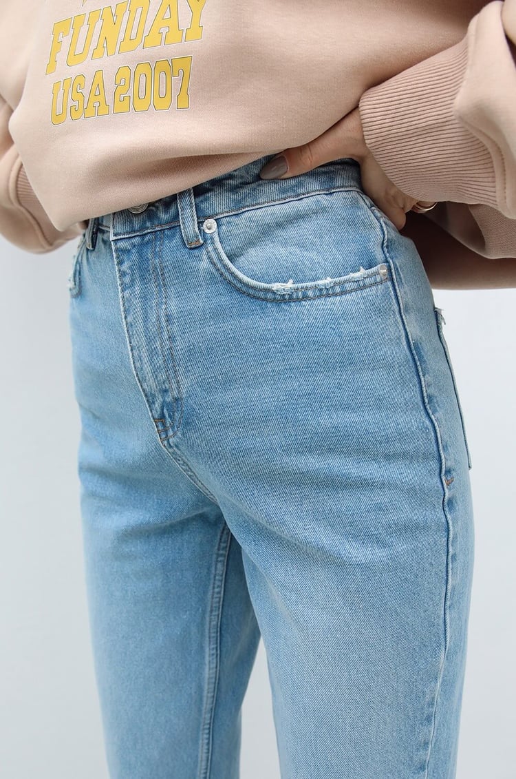 Açık Mavi Vintage Mom Jean