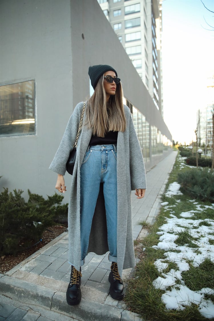 Açık Mavi Yırtıklı Slouchy Jean