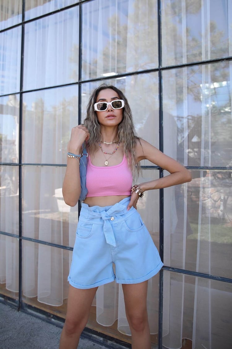 Açık Pembe Crop Top