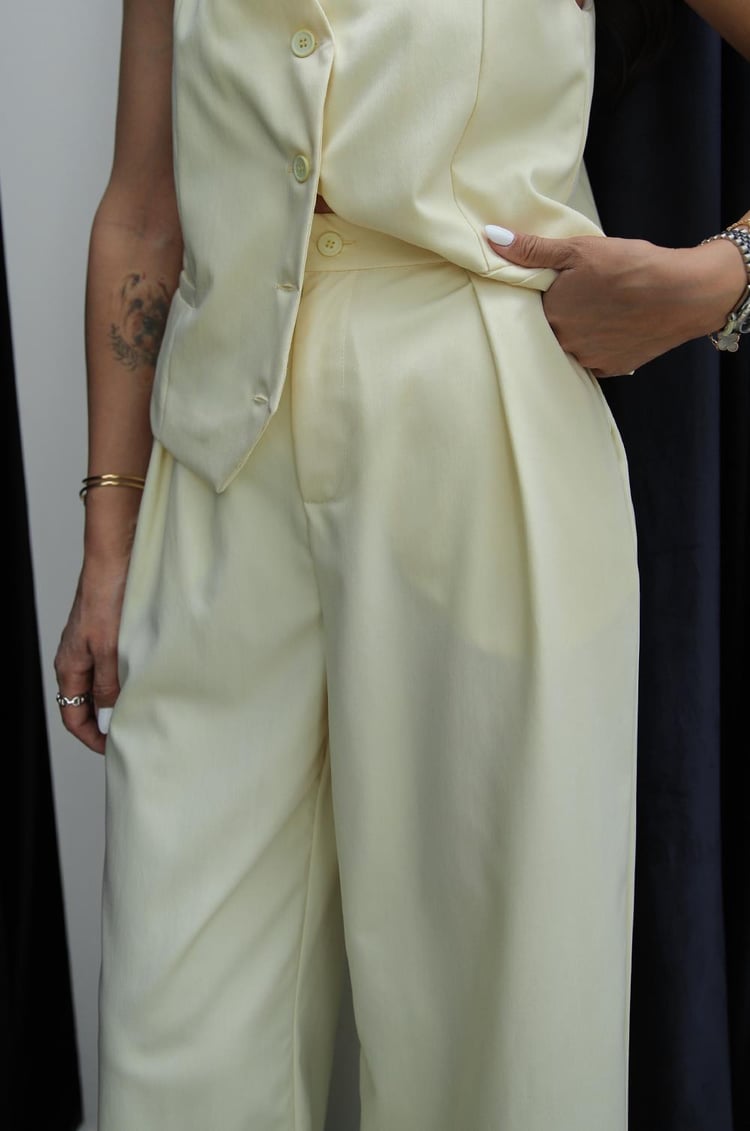 Açık Sarı Ritter Yelek Pantolon Takım