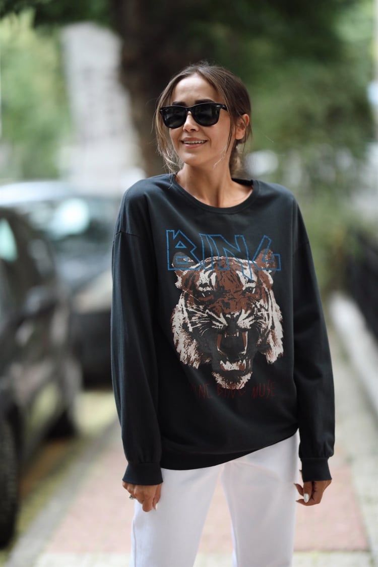 Anine Bing Tiger Baskılı Sweatshirt