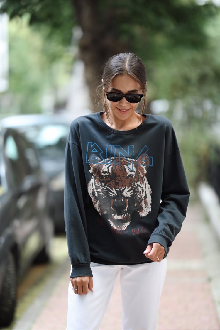 Anine Bing Tiger Baskılı Sweatshirt
