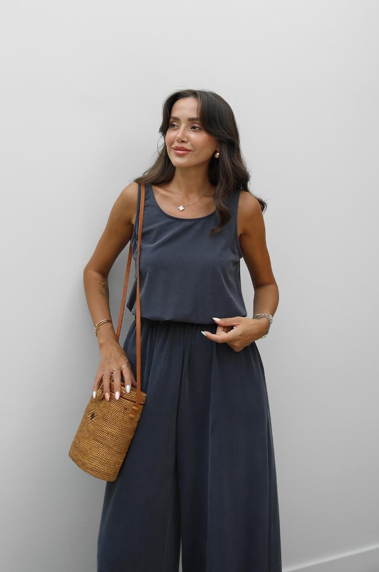 Antrasit Beli Lastikli Modal Tulum