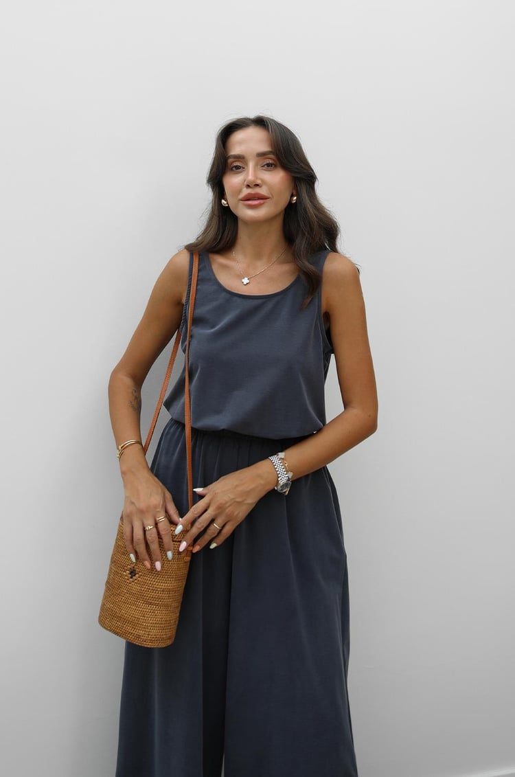 Antrasit Beli Lastikli Modal Tulum