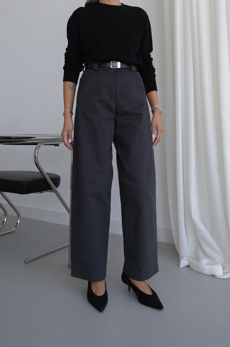Antrasit Curved Barrel Pantolon
