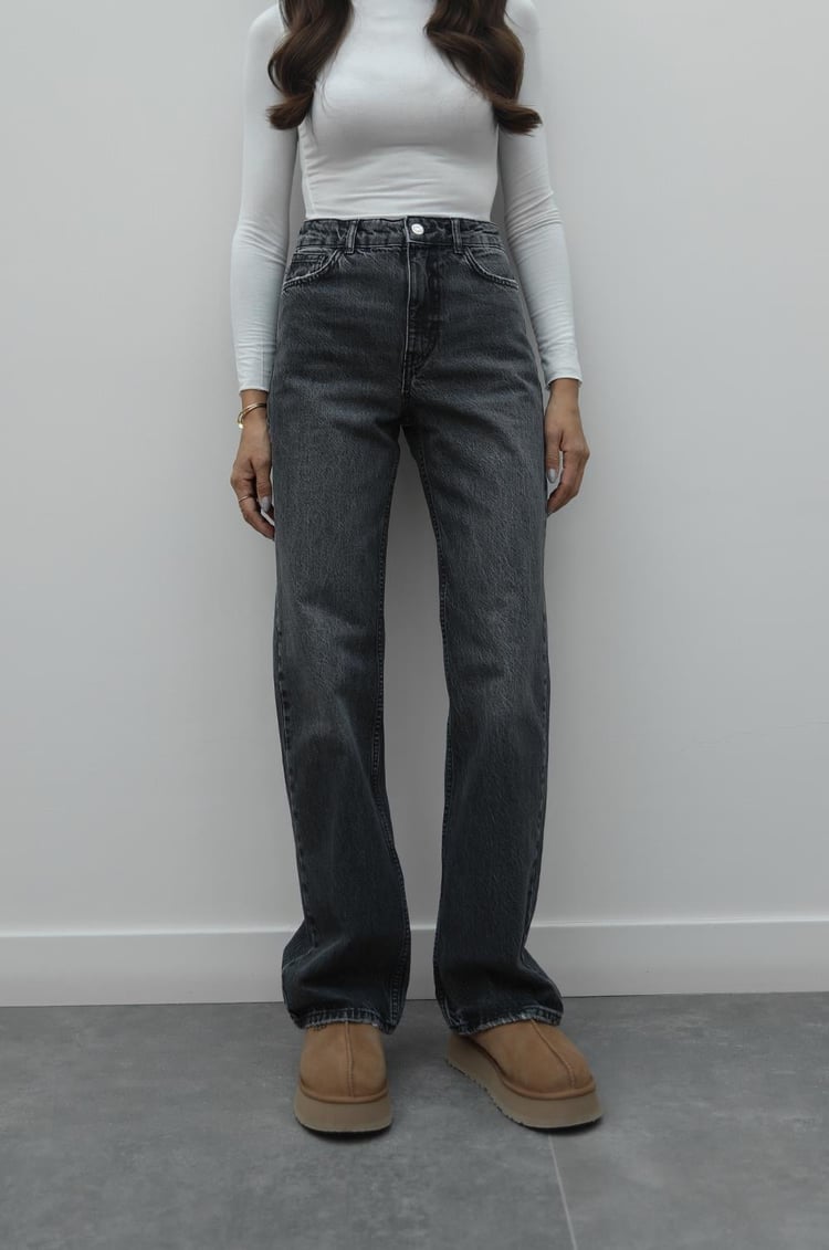 Antrasit Düz Kesim Straight Fit Jean