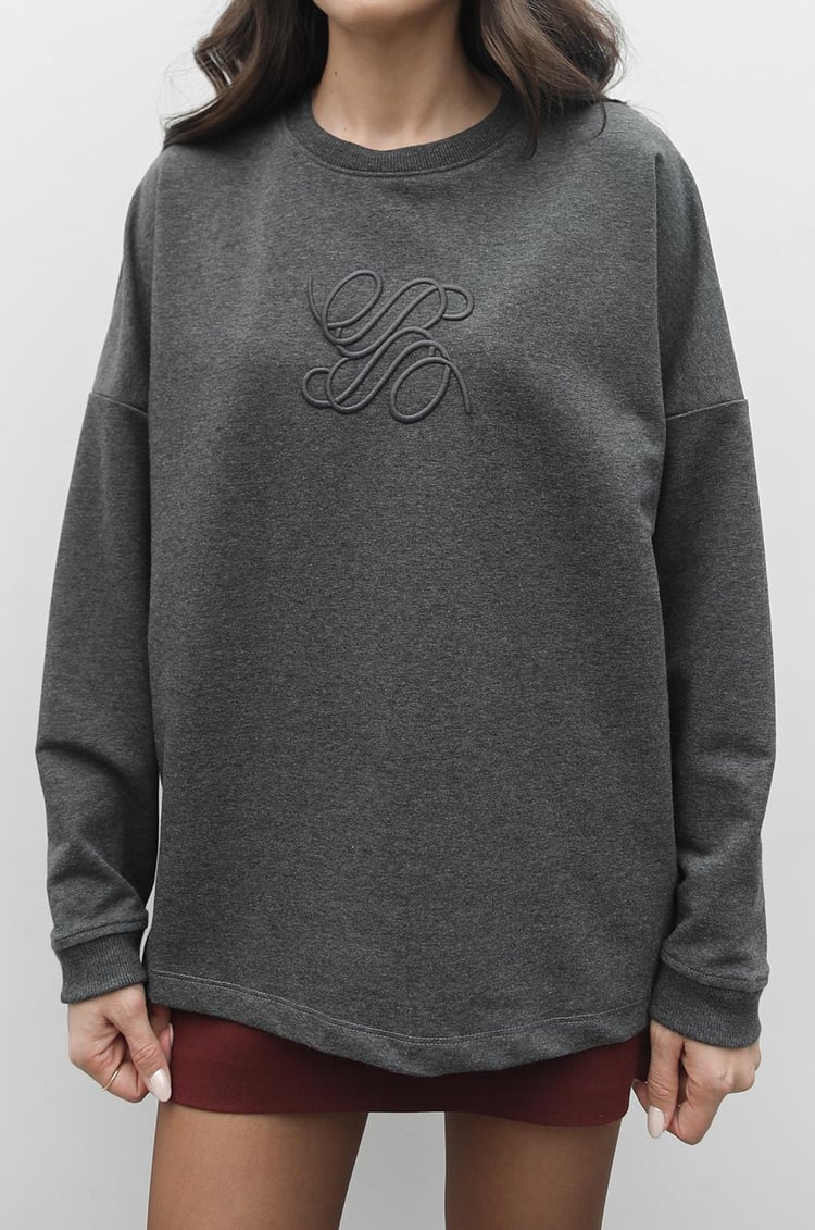 Antrasit İşlemeli Sweatshirt