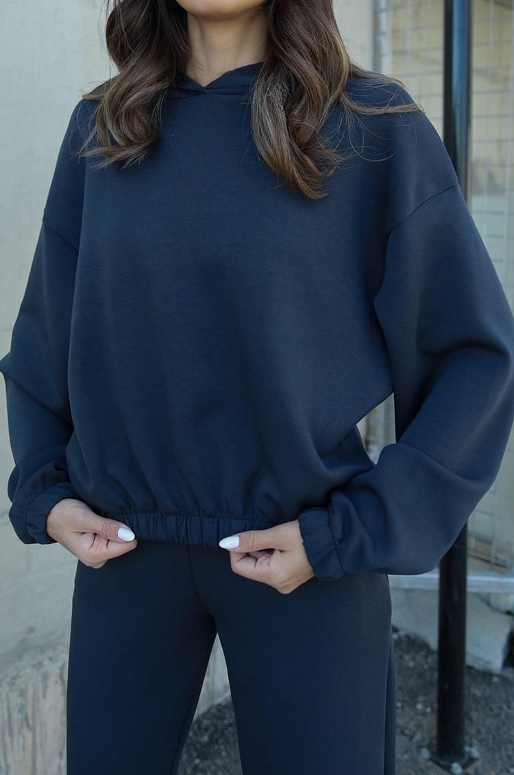 Antrasit Modal Kapüşonlu Sweatshirt Pantolon Takım