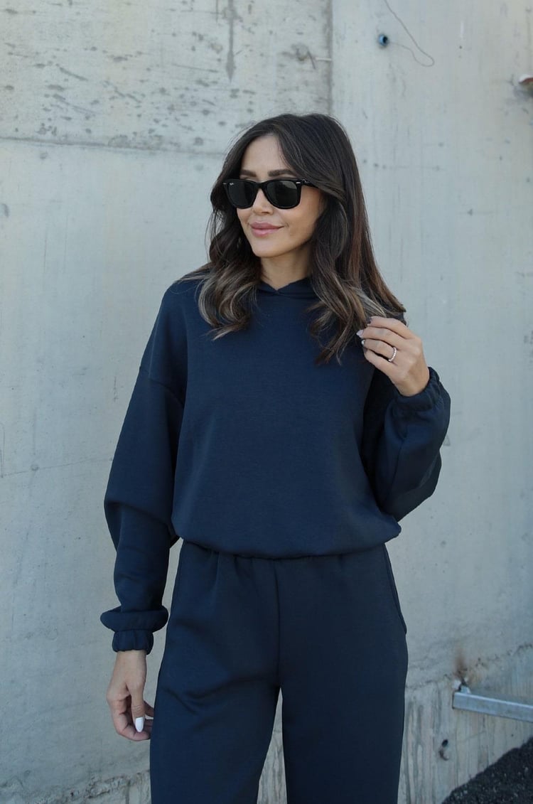 Antrasit Modal Kapüşonlu Sweatshirt Pantolon Takım