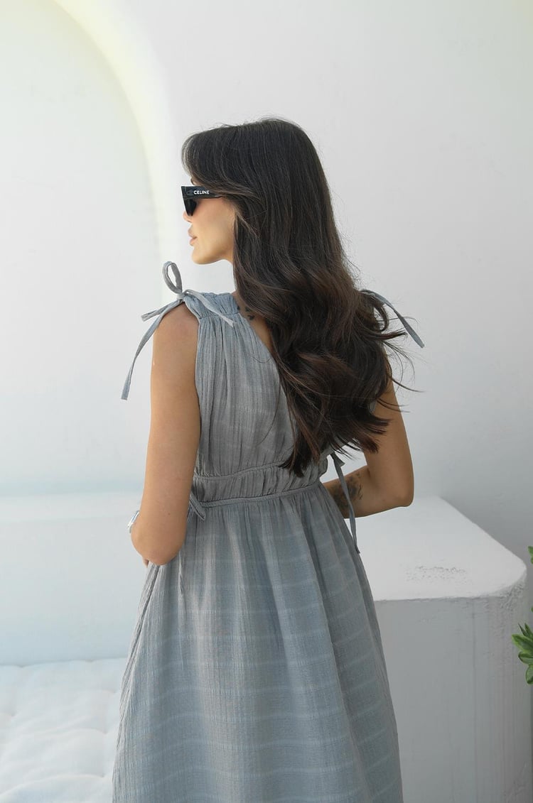 Antrasit Shada Beli Lastik Detaylı Elbise