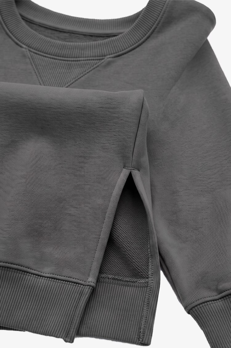 Antrasit Yanları Yırtmaçlı Oversize Sweatshirt