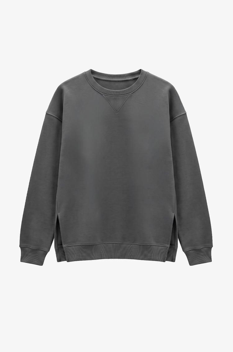Antrasit Yanları Yırtmaçlı Oversize Sweatshirt