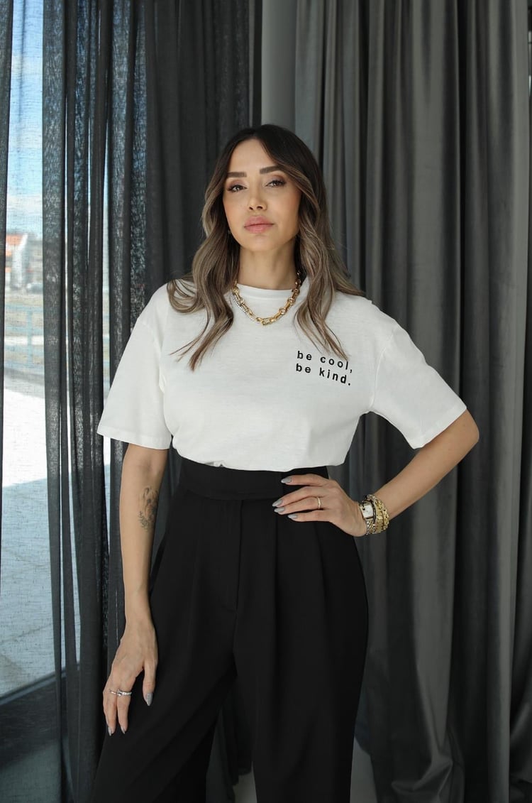 Be Cool Yazı Baskılı Beyaz Tişört