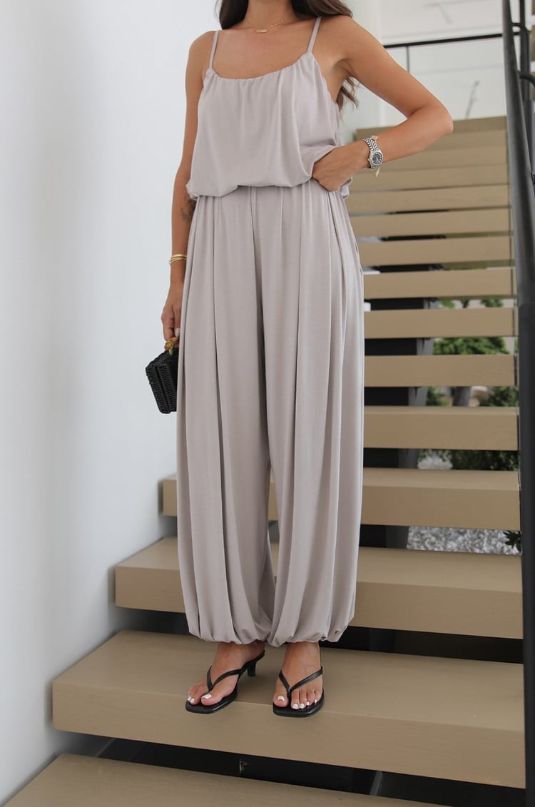 Bej Aurora Balon Bluz Pantolon Takım 