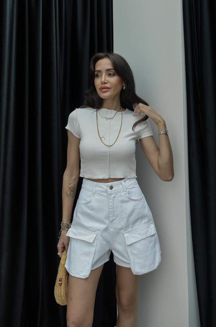 Bej Ebba Ters Dikişli Bluz