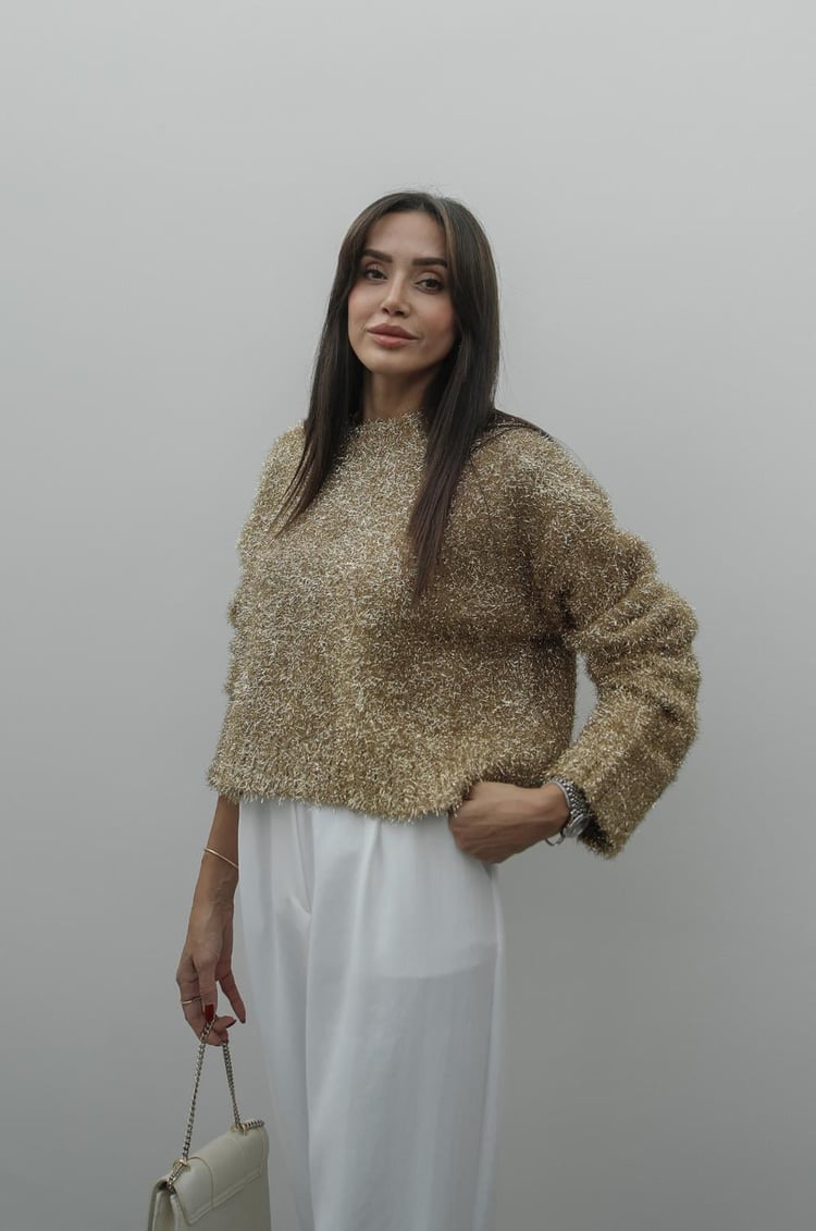Bej Gold Simli Kazak
