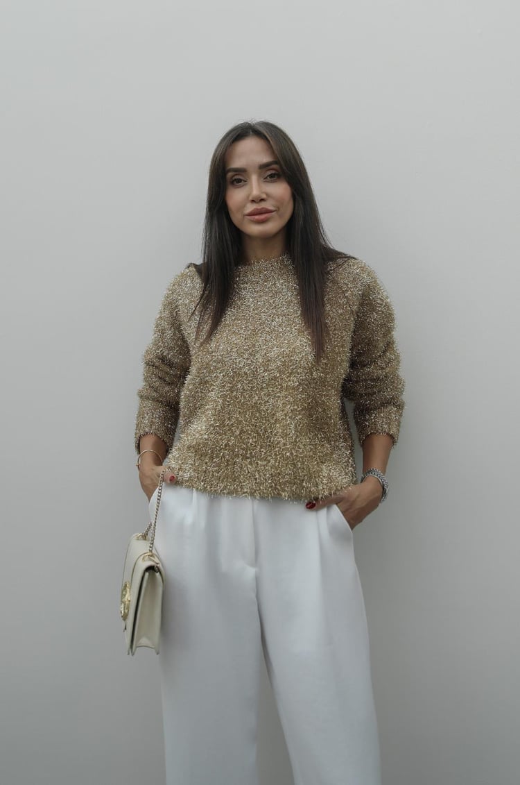 Bej Gold Simli Kazak