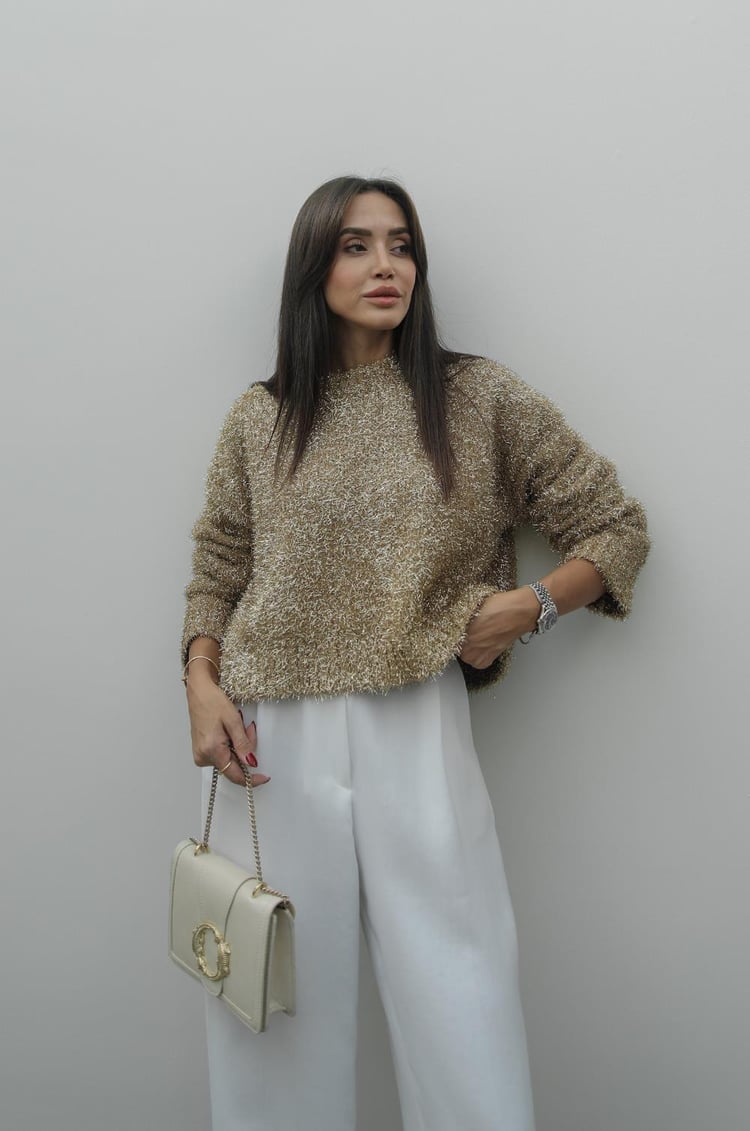 Bej Gold Simli Kazak