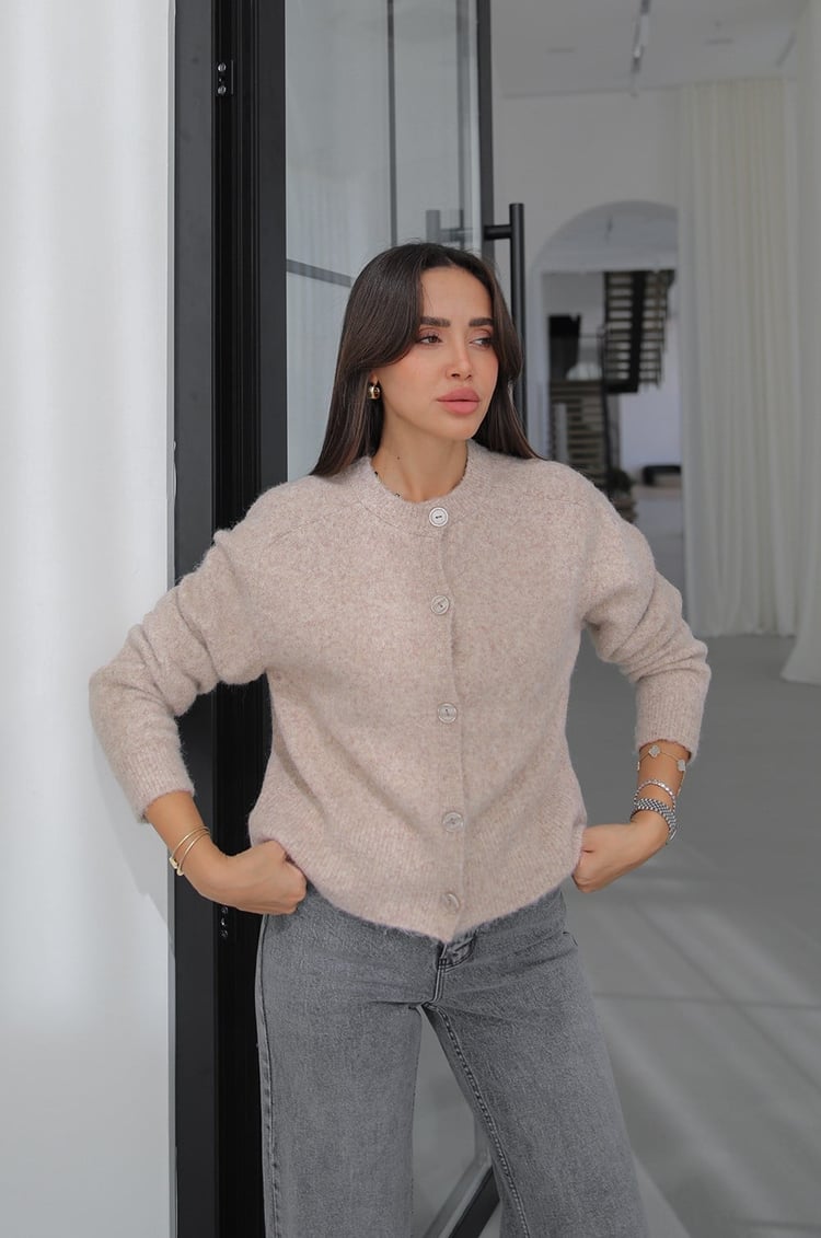 Bej İlya Yumuşak Dokulu Triko Hırka