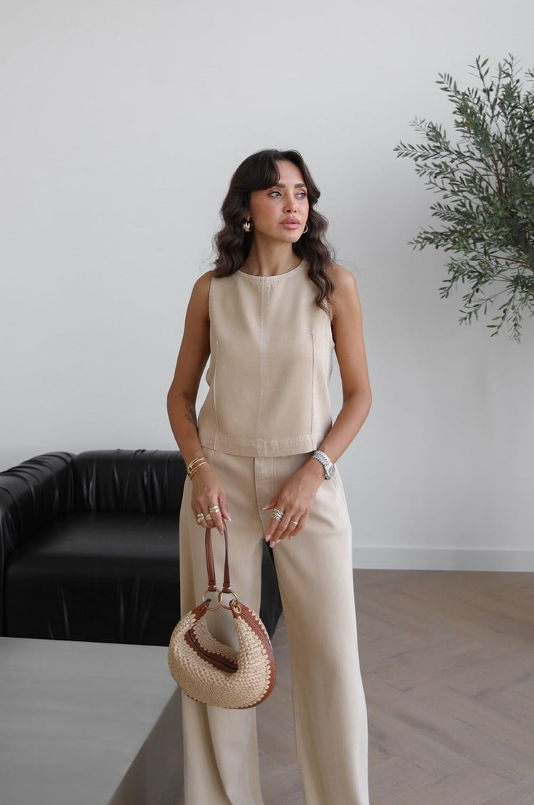 Bej Judge Bluz Pantolon Denim Takım