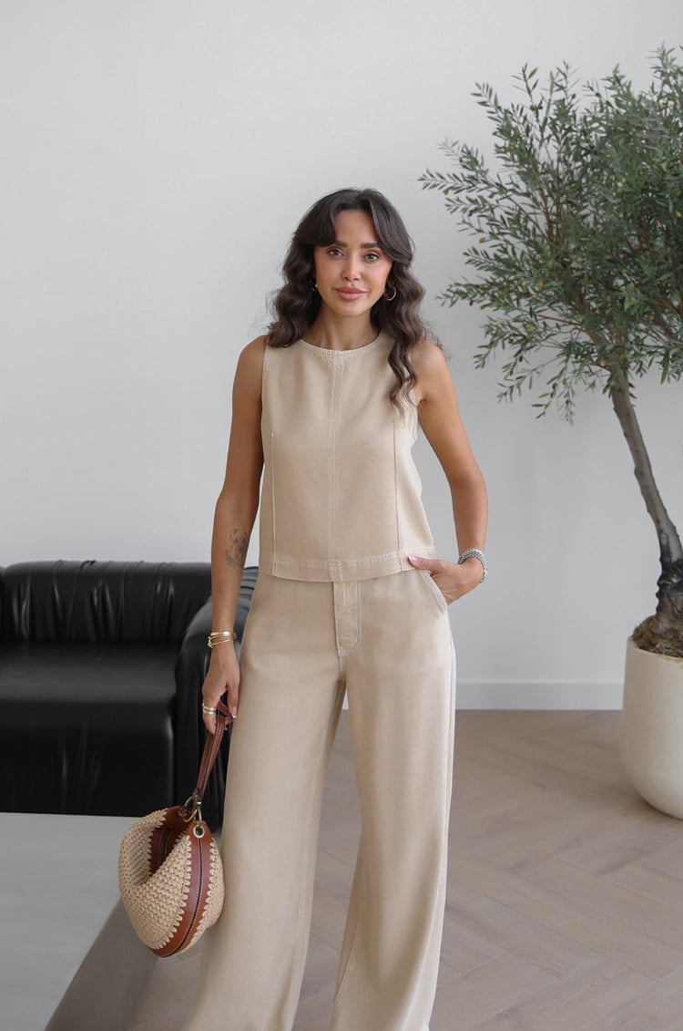 Bej Judge Bluz Pantolon Denim Takım