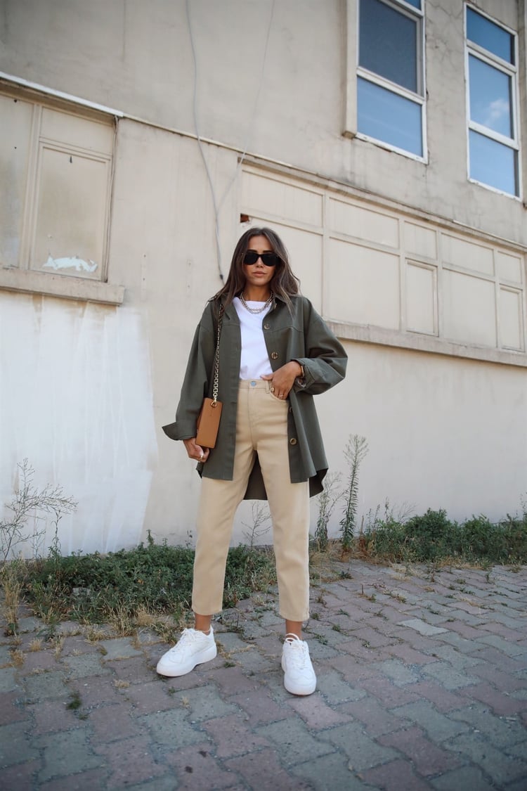 Bej Klasik Mom Jean