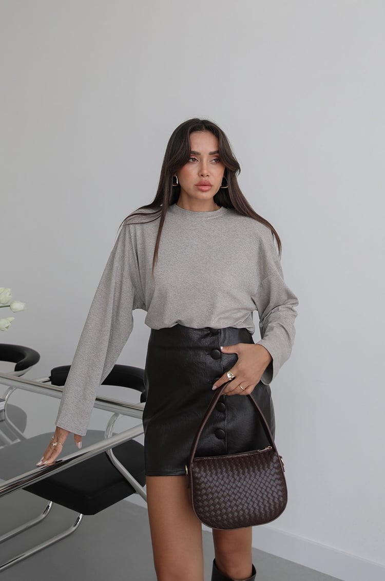 Bej Melanj Vatkalı İnce Sweatshirt