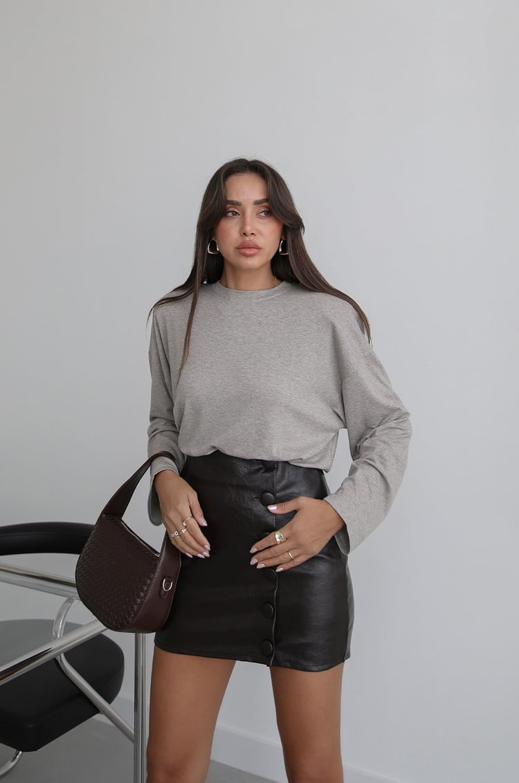 Bej Melanj Vatkalı İnce Sweatshirt