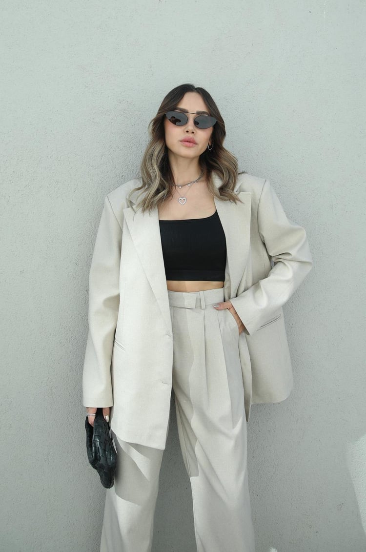 Bej Vatkalı Odeon Premium Blazer Ceket