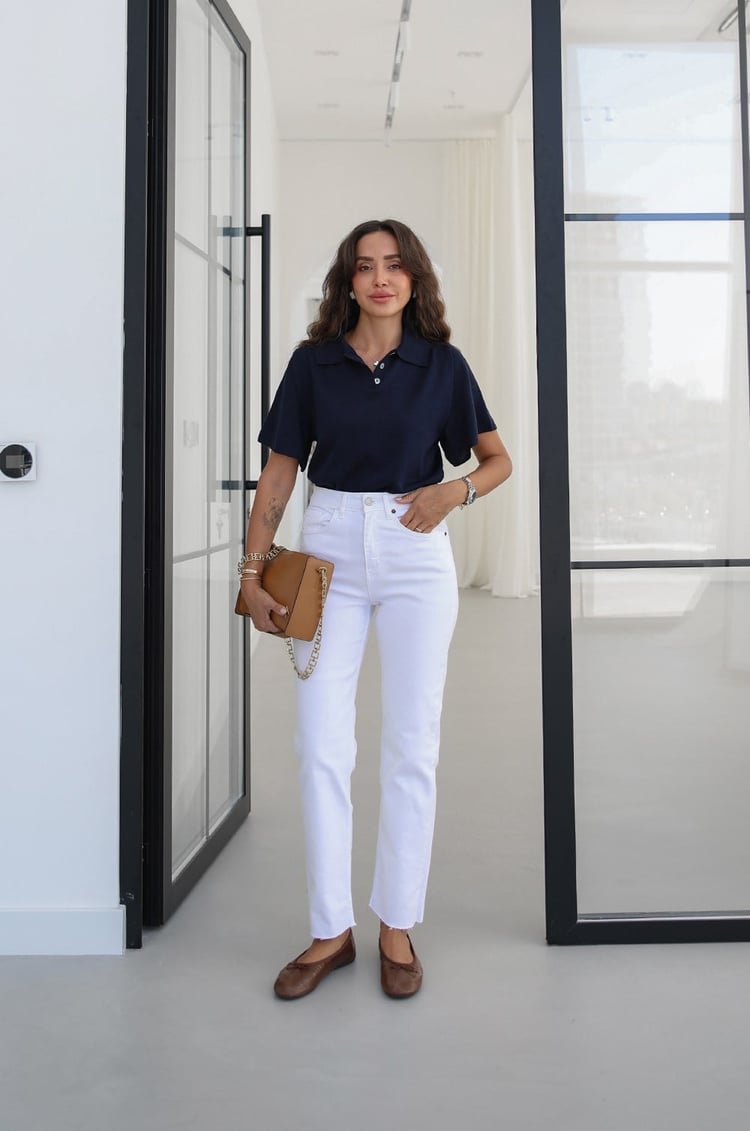 Beyaz Boy Fit Kesik Paça Jean