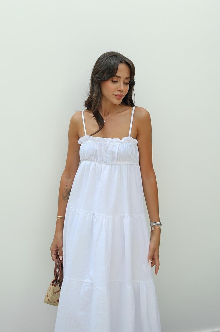 Beyaz Harney Müslin Elbise