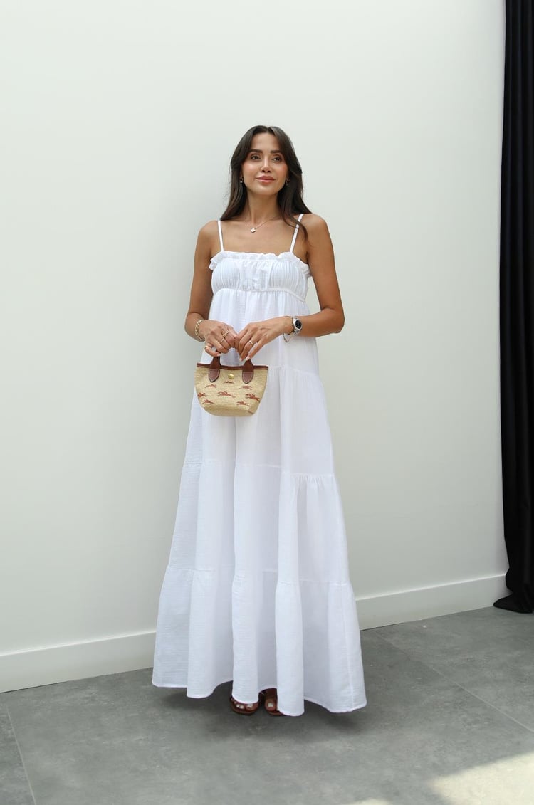 Beyaz Harney Müslin Elbise