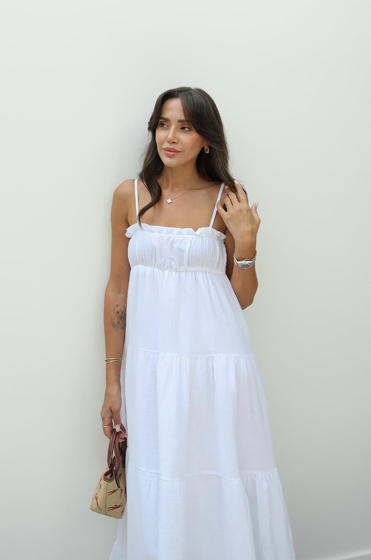 Beyaz Harney Müslin Elbise