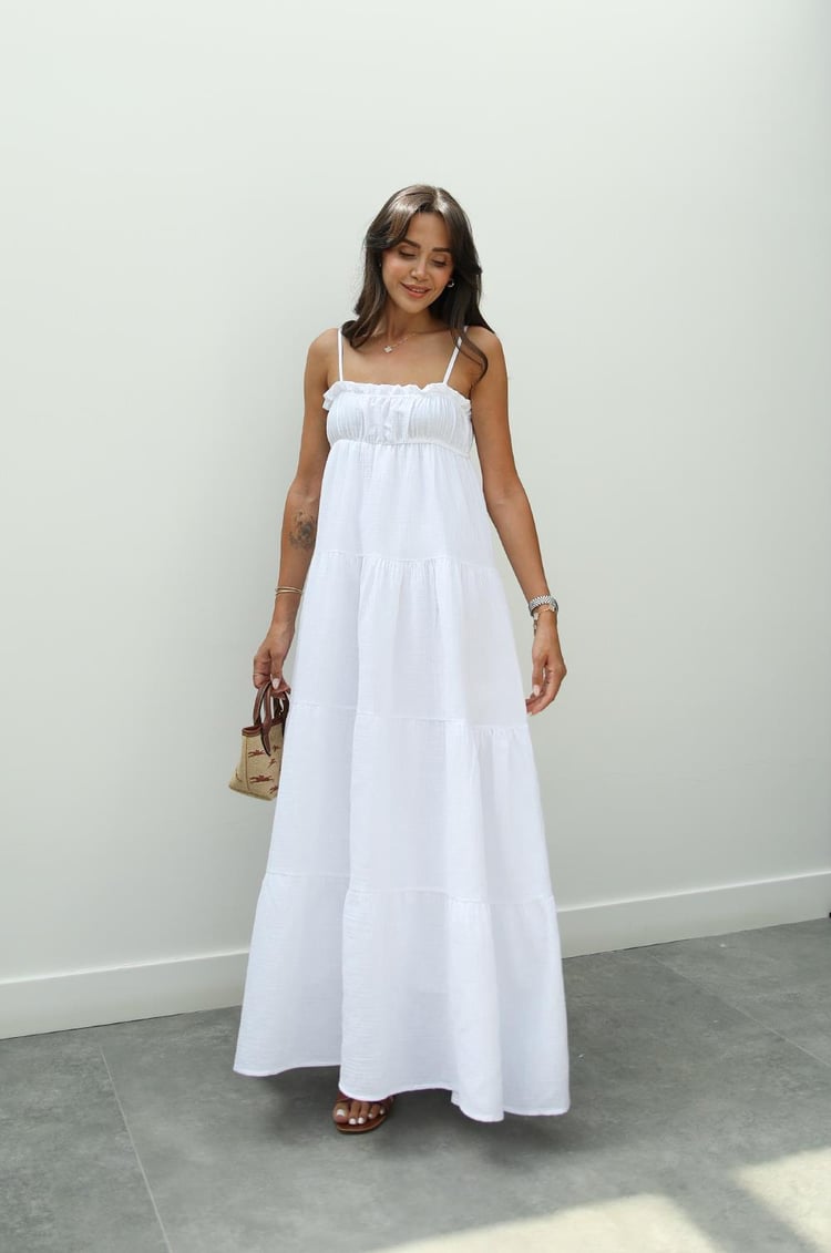 Beyaz Harney Müslin Elbise