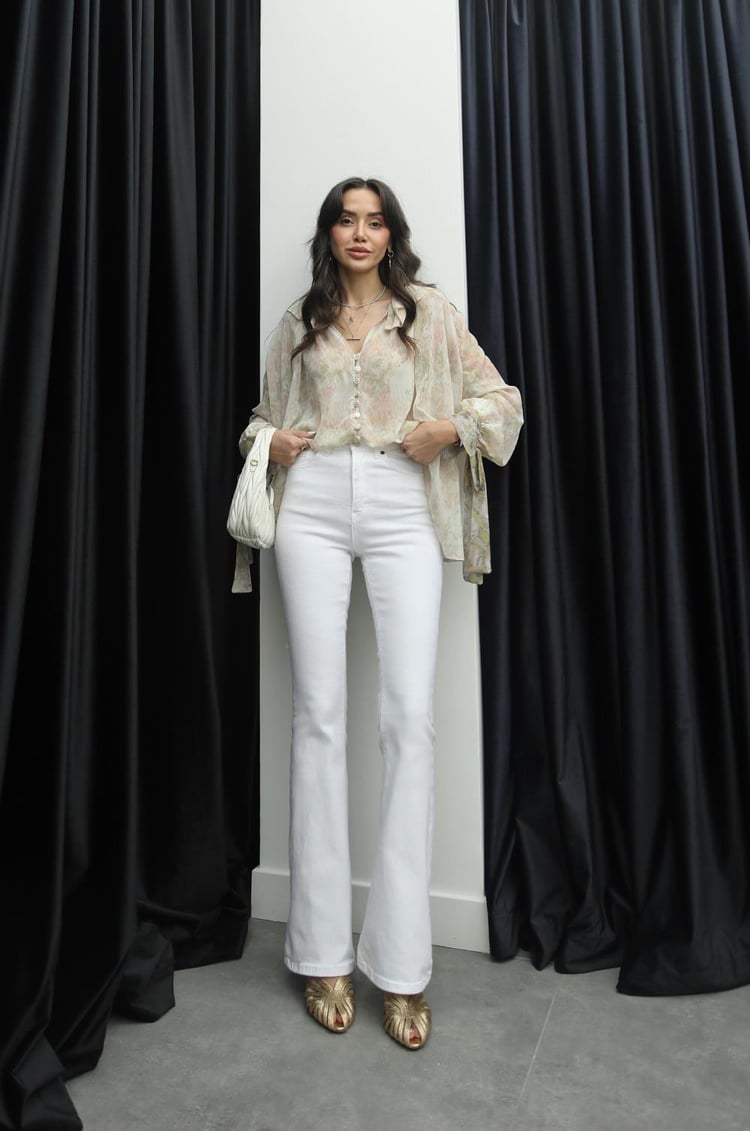 Beyaz İspanyol Paça Jean