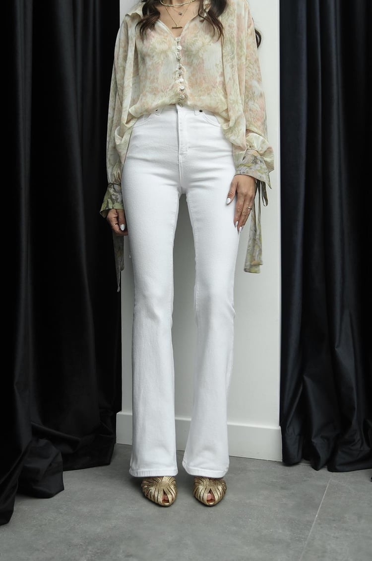 Beyaz İspanyol Paça Jean