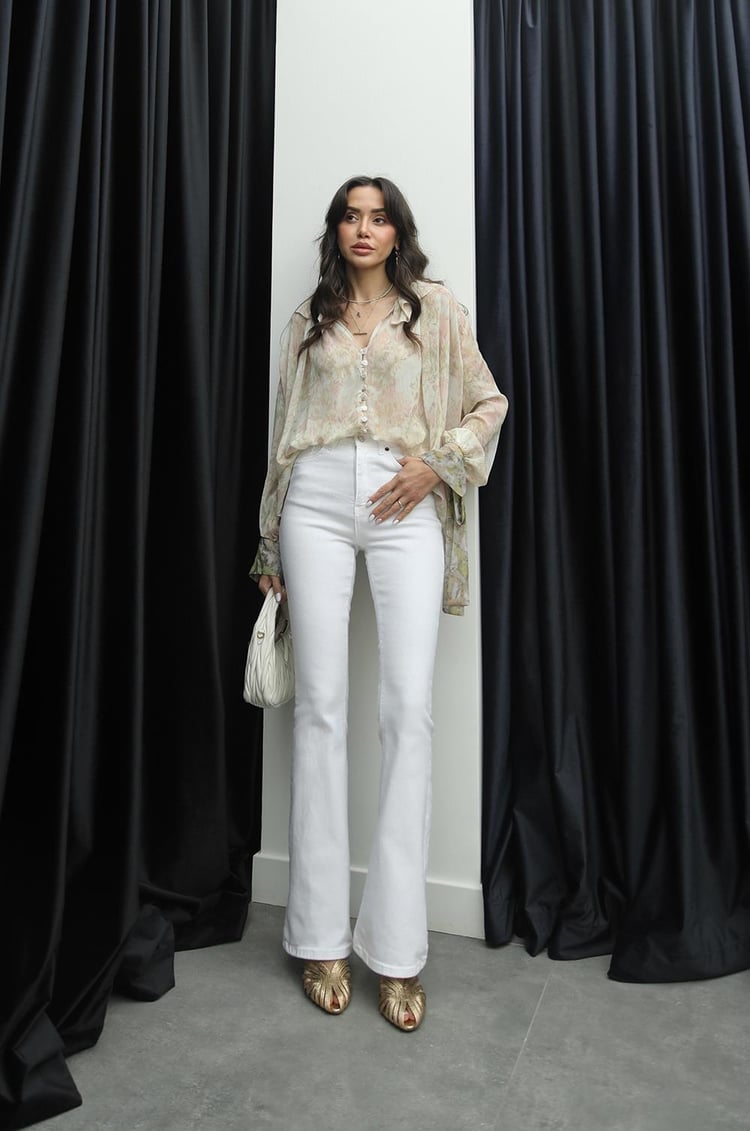 Beyaz İspanyol Paça Jean