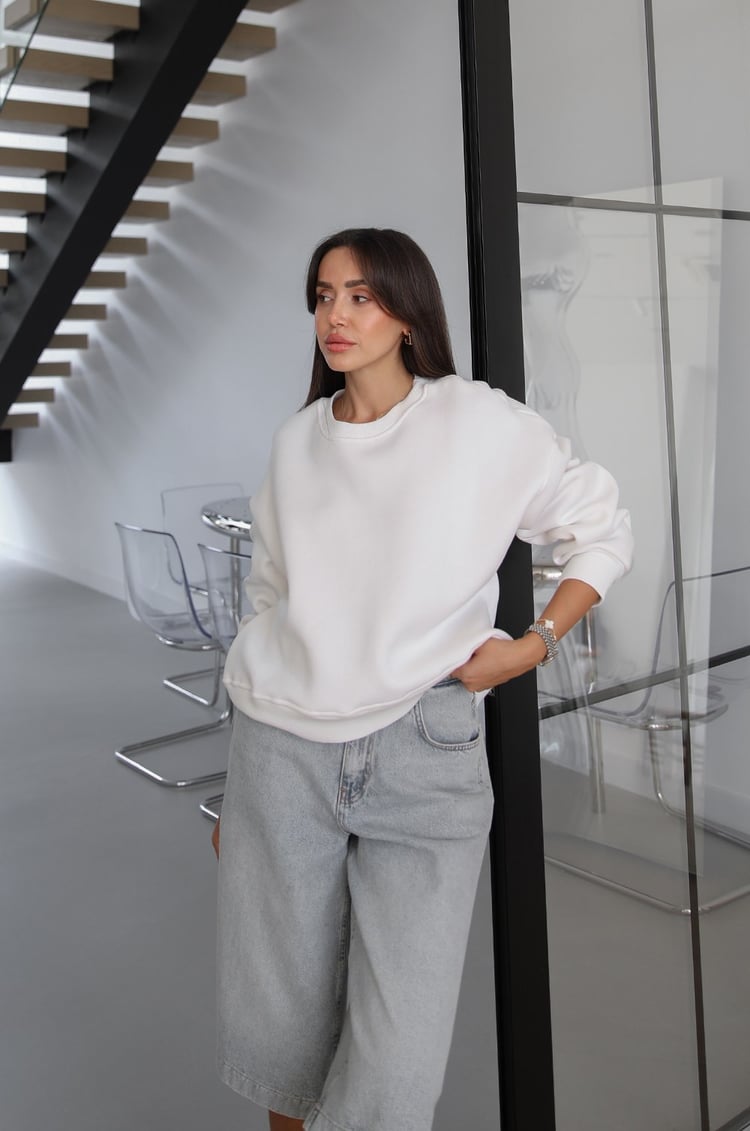 Beyaz Lana Basic Sweatshirt
