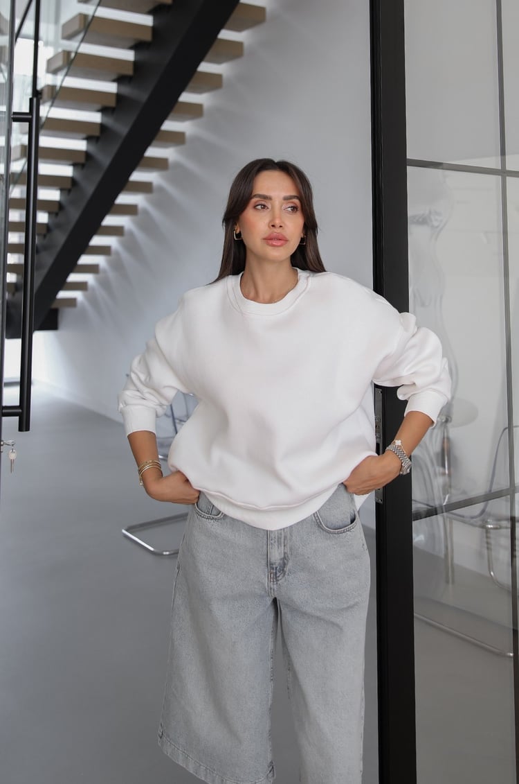 Beyaz Lana Basic Sweatshirt
