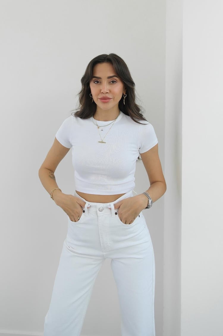 Beyaz Modal Crop Top