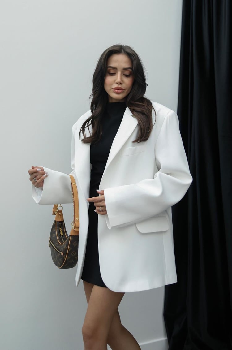 Beyaz Oversize Premium Blazer Ceket