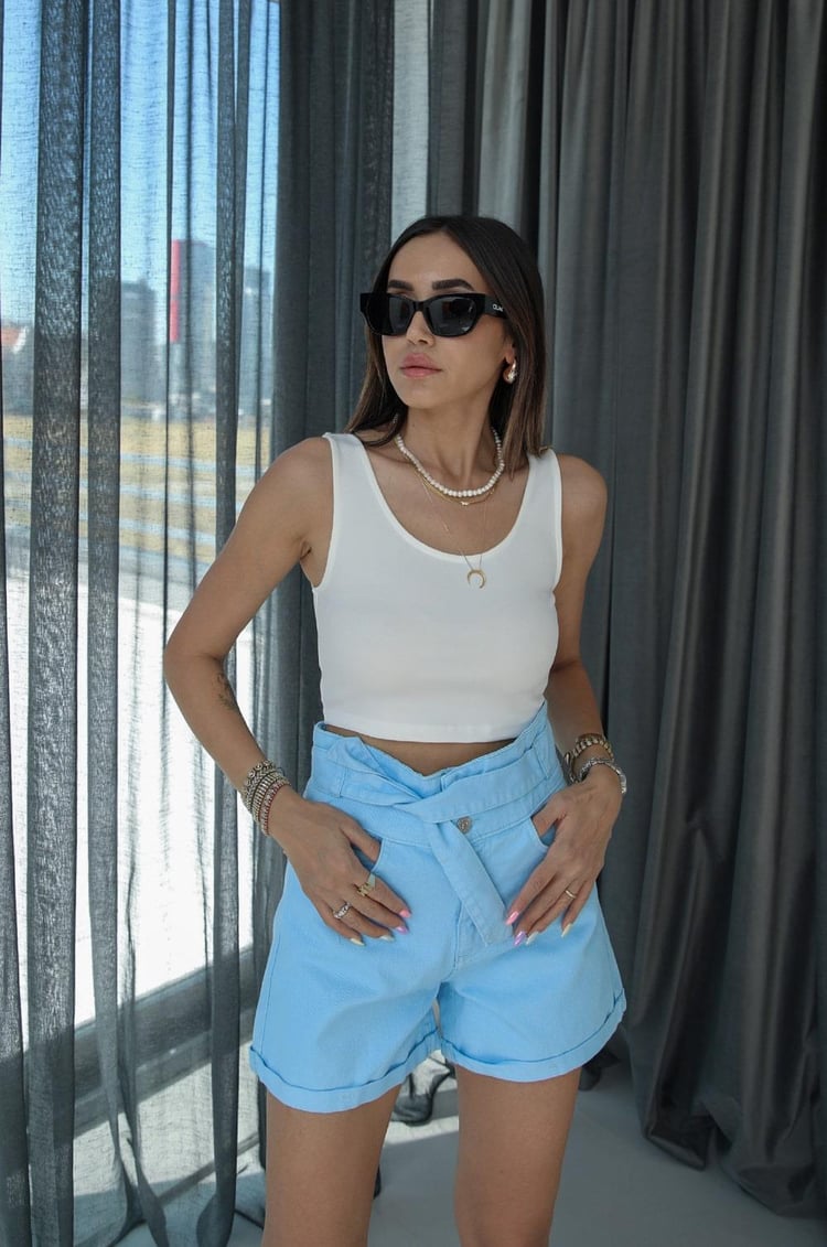 Beyaz Paola Kalın Askılı Crop