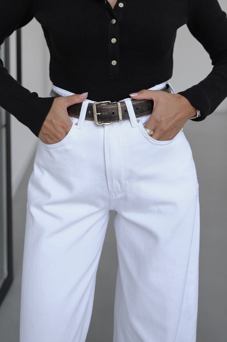 Beyaz Sama Barrel Leg Jean