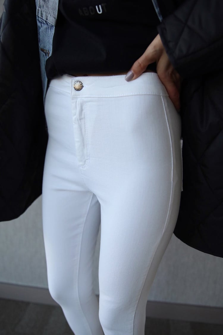 Beyaz Yüksek Bel Skinny Jean