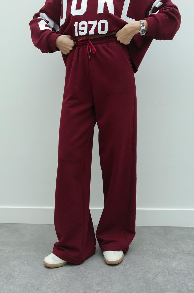 Bordo Brooklyn Baskılı Eşofman Takımı