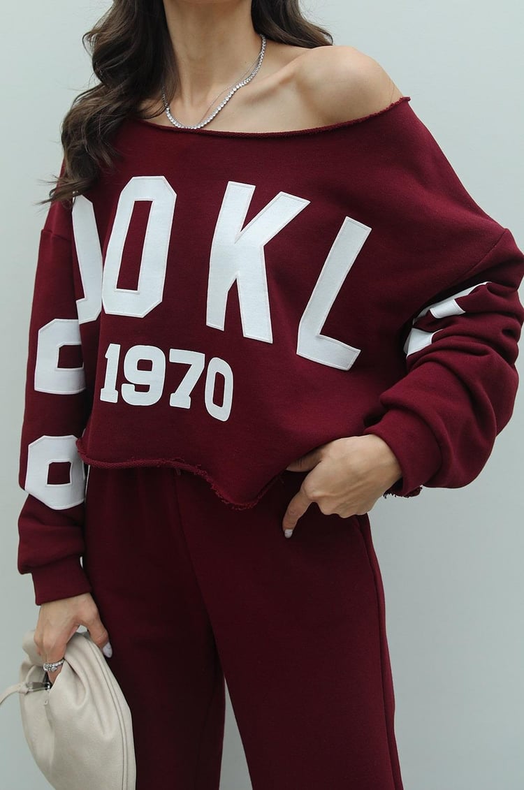 Bordo Brooklyn Baskılı Eşofman Takımı
