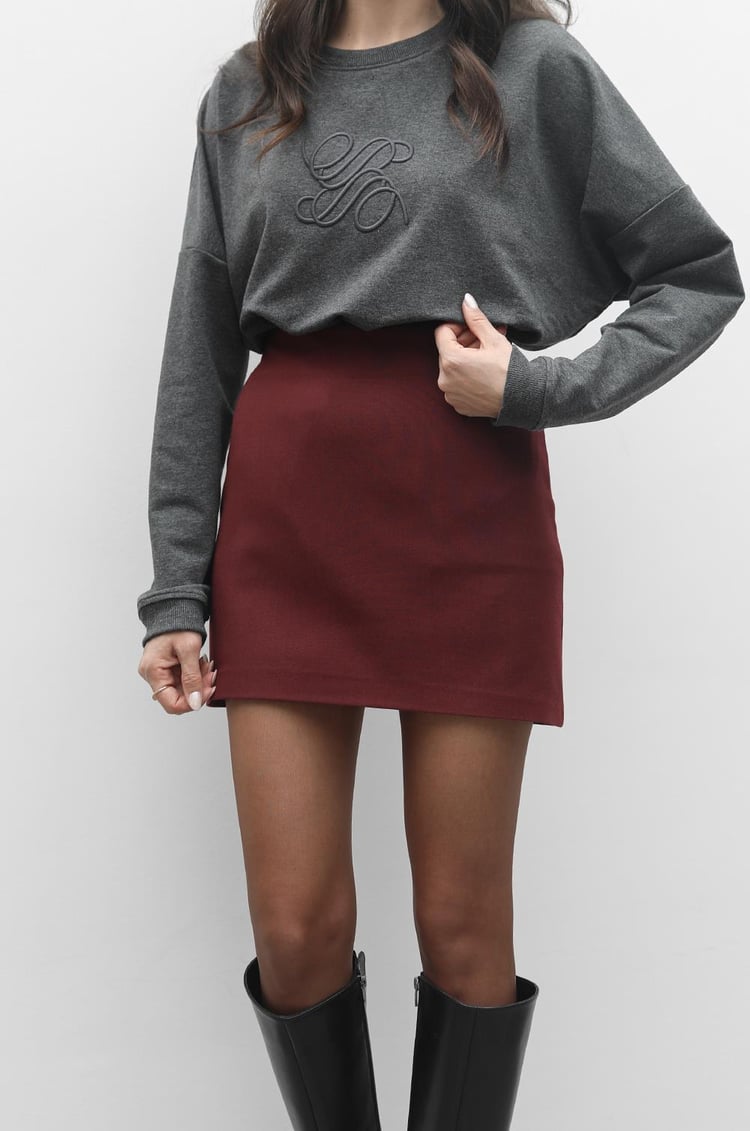 Bordo Caroll Basic Mini Etek