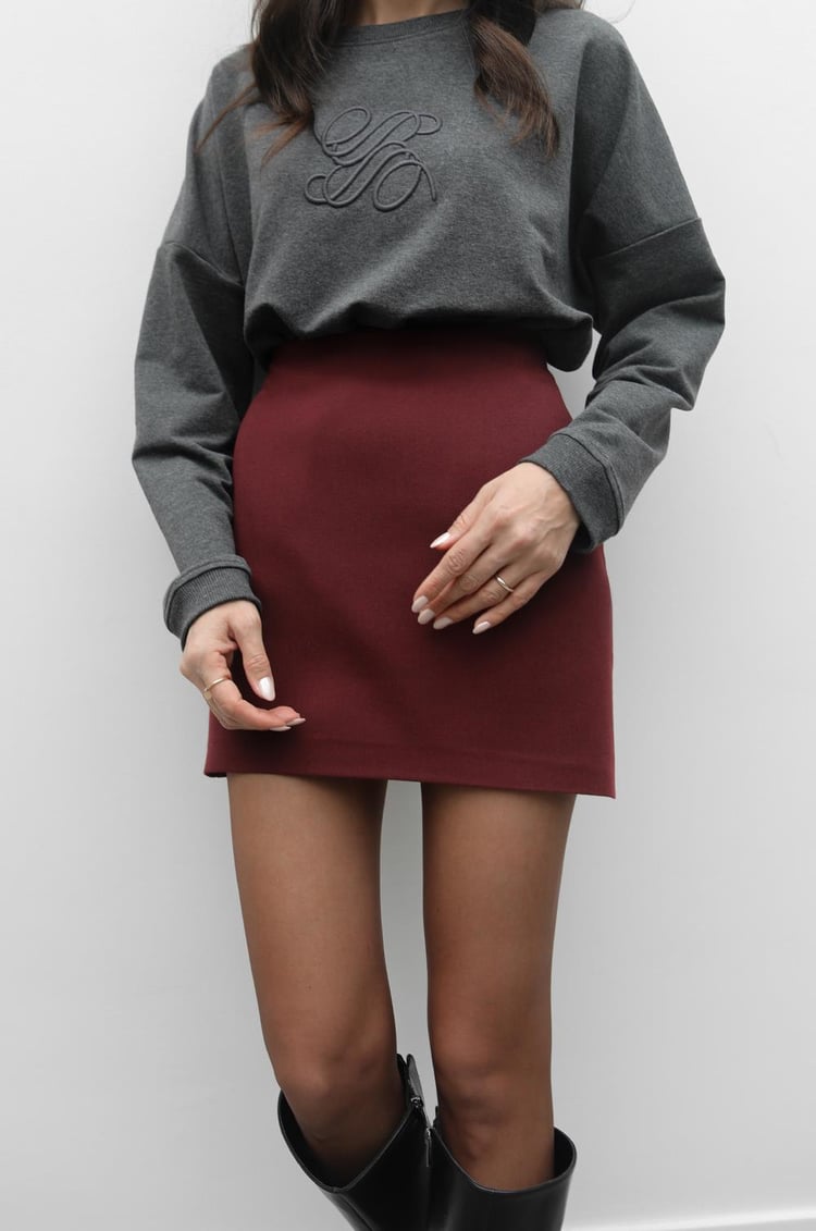 Bordo Caroll Basic Mini Etek